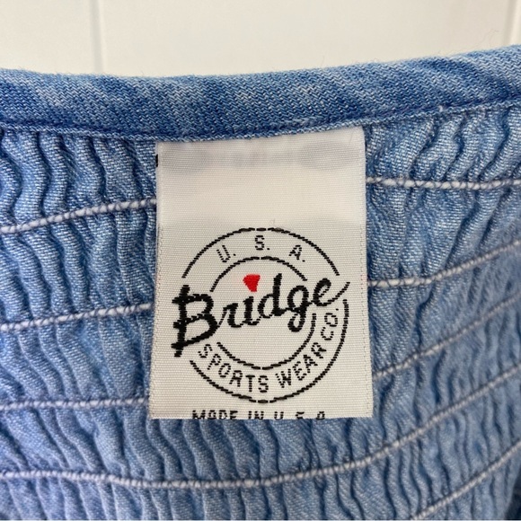 Vintage Bridge Sportswear Denim Midi Dress Blue Smocked Modest Cottagecore Sz S - Picture 10 of 13
